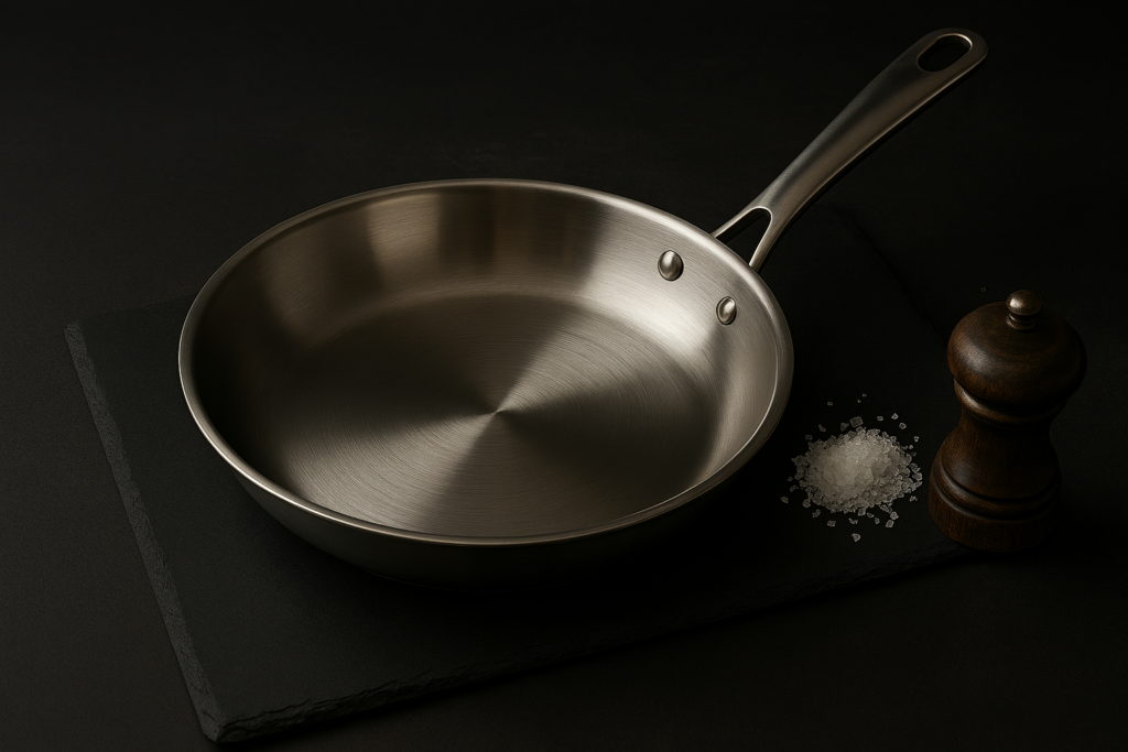 Eine Edelstahlpfanne