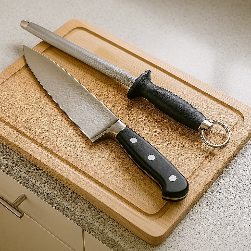 Küchenmesser und Wetzstahl