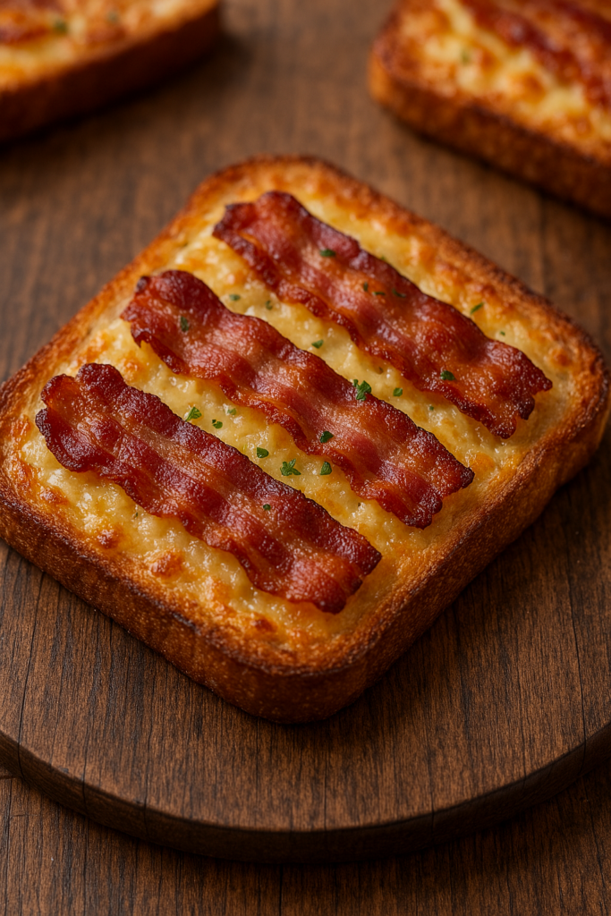 Airfryer Bacon-Cheese-Toast knusprig