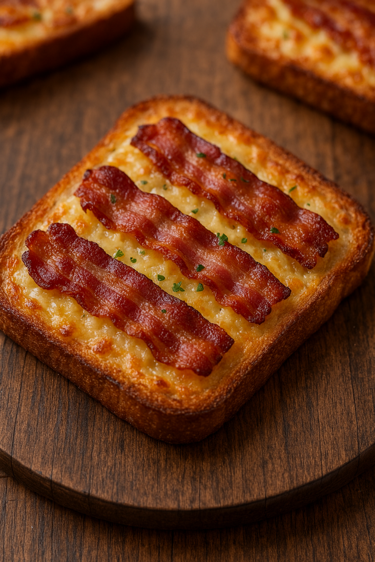 Airfryer Bacon-Cheese-Toast knusprig