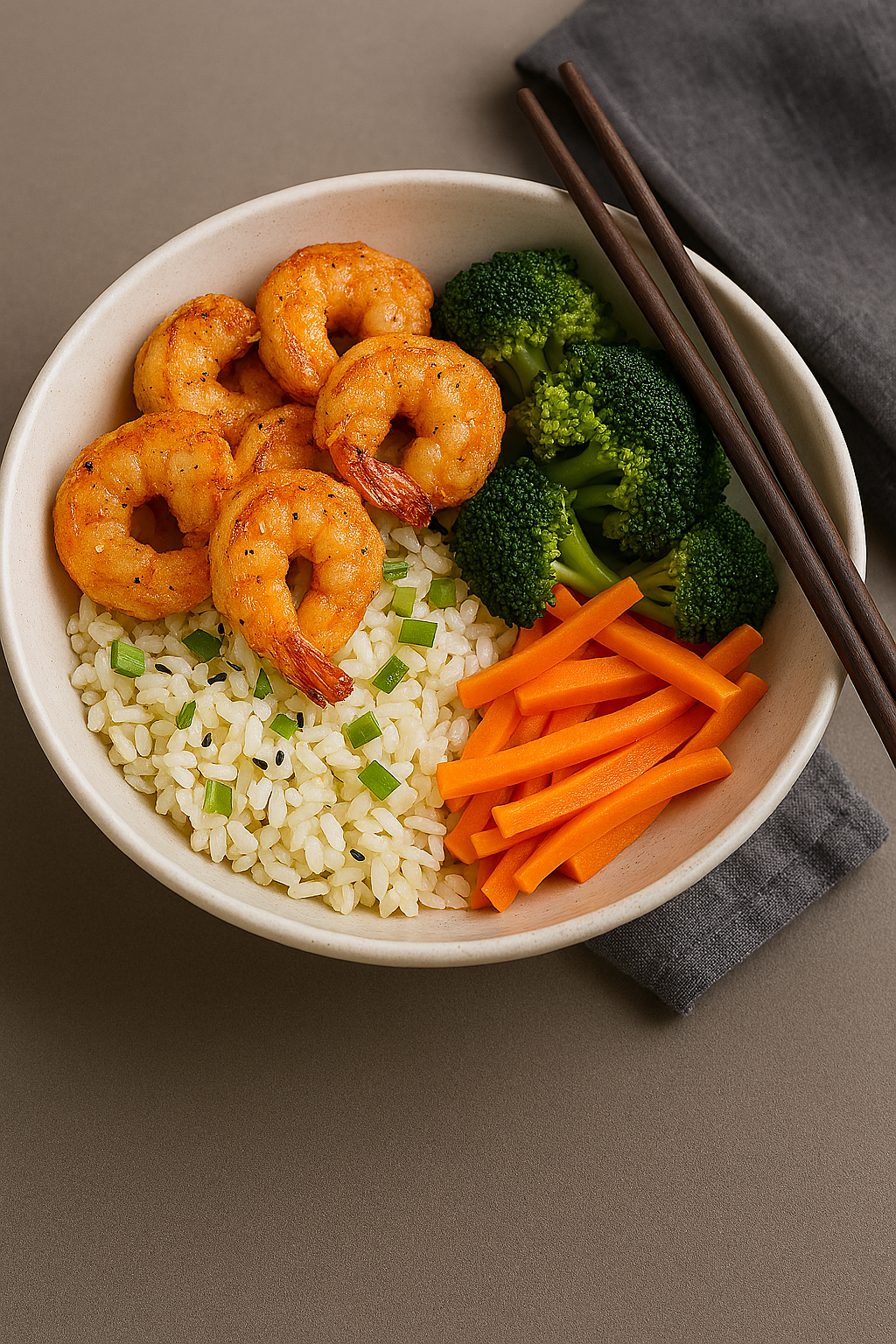 Airfryer Shrimps Bowl aromatisch und knusprig
