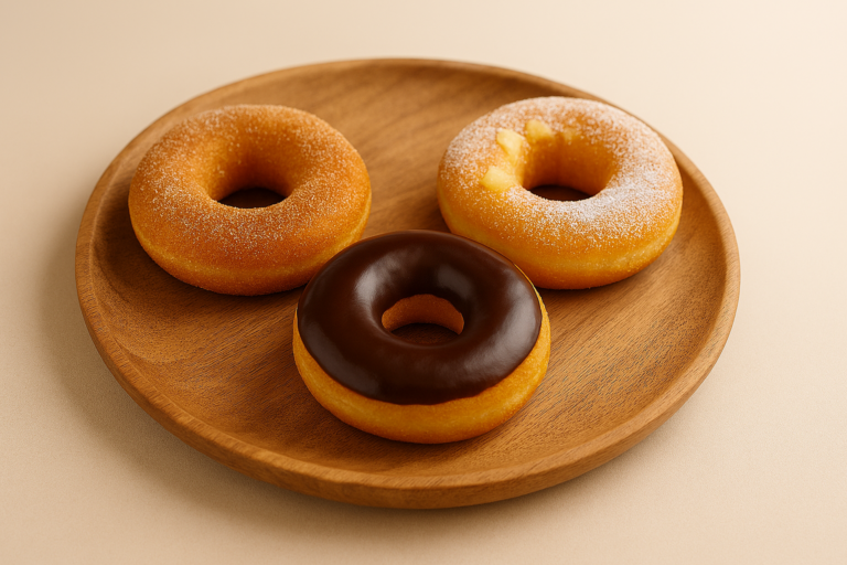 Frisch gebackene Donuts im Airfryer auf einem Teller