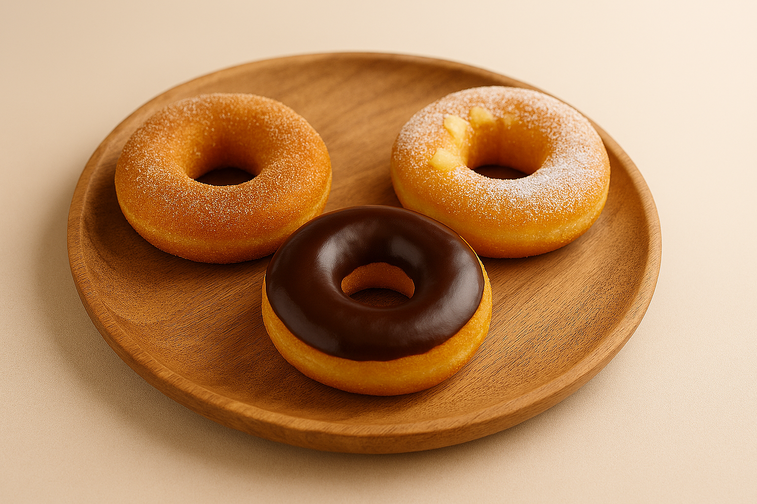 Frisch gebackene Donuts im Airfryer auf einem Teller