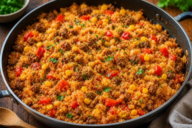 OnePot Hackfleisch-Reis mit Mais