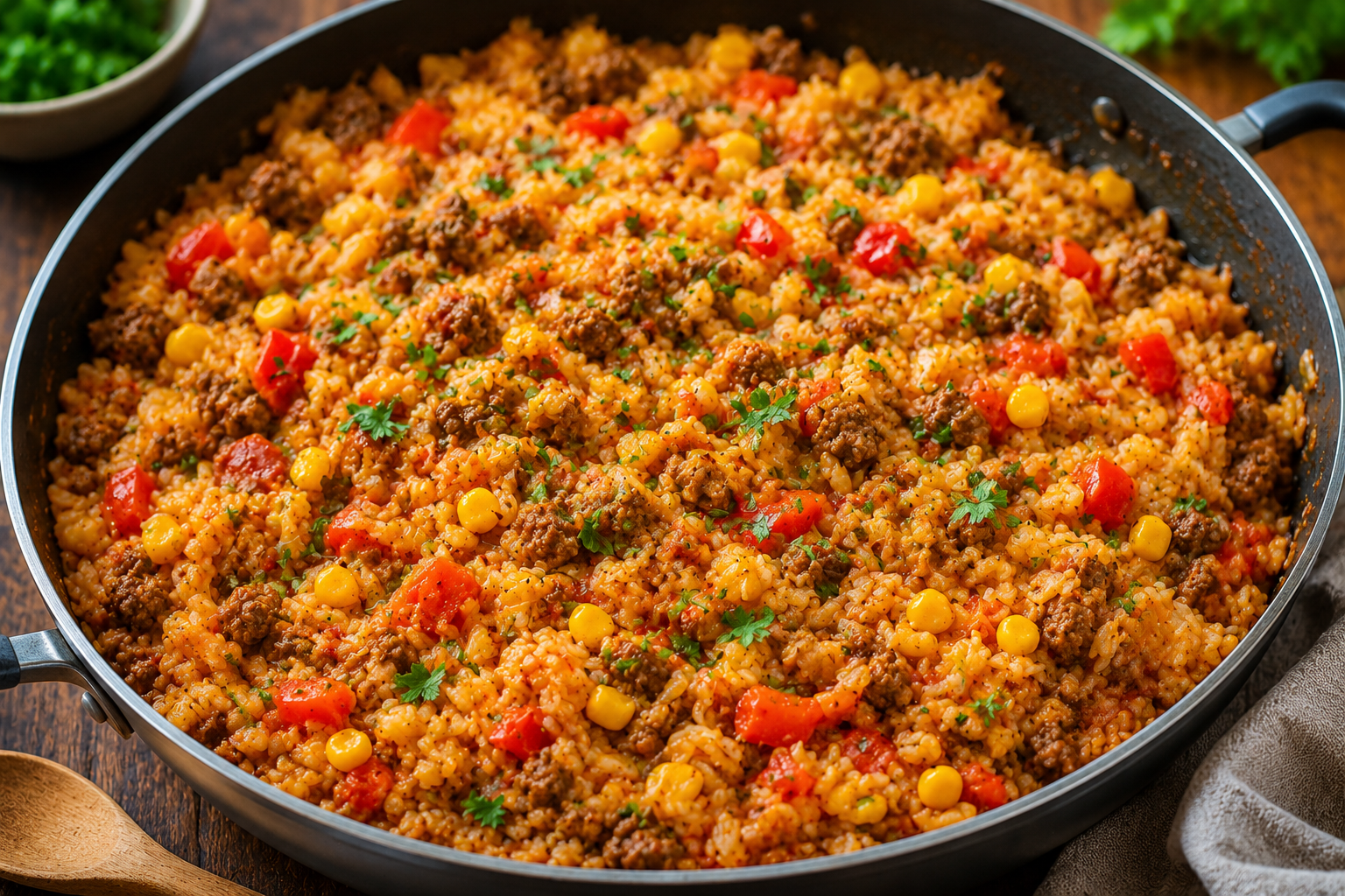 OnePot Hackfleisch-Reis mit Mais