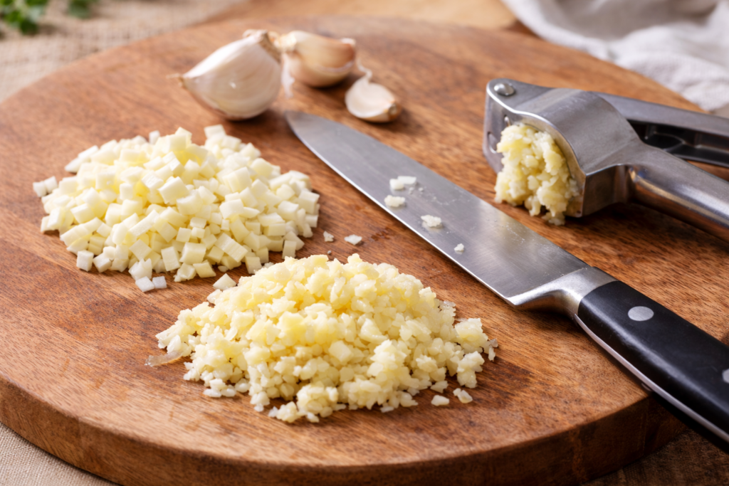 knoblauch hacken oder pressen