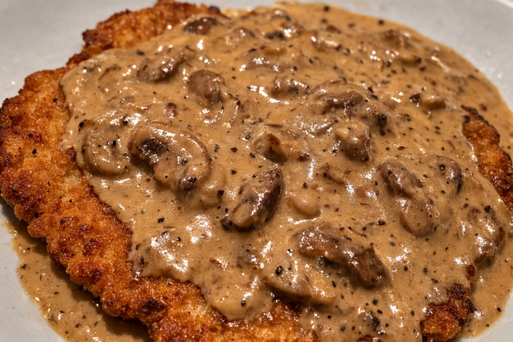 Jägerschnitzel mit Pilzrahm-Sauce