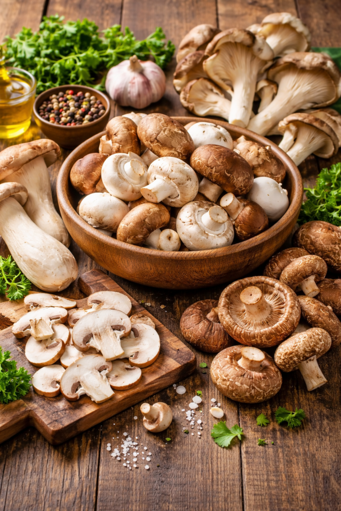Frische Champignons in einer Schale