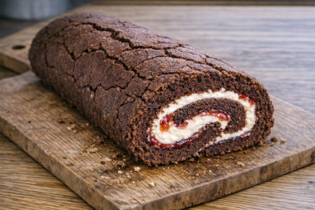 Schokoladen-Biskuitt-Rolle