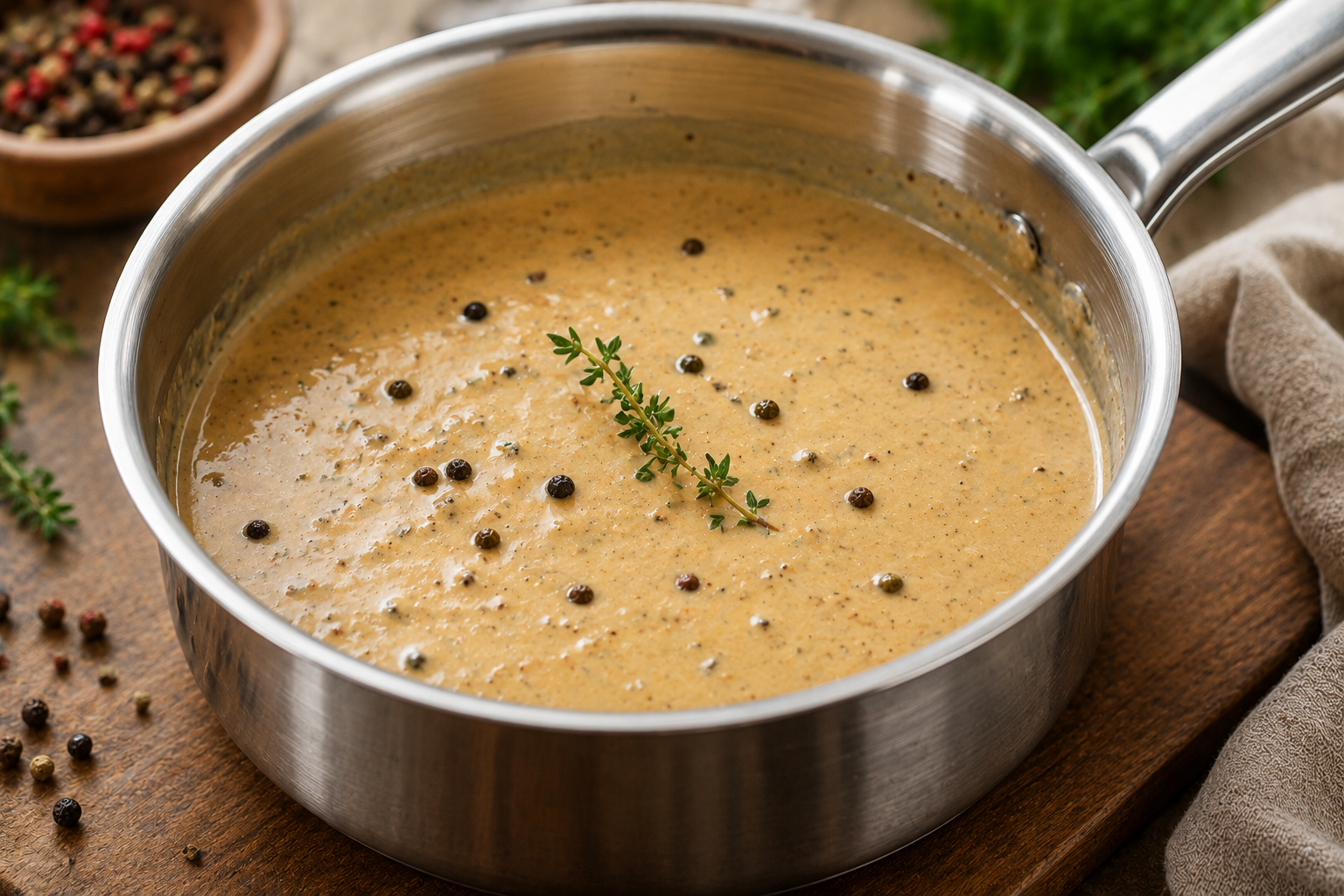 Cremige Pfeffer-Rahm-Sauce passt zu vielen Gerichten