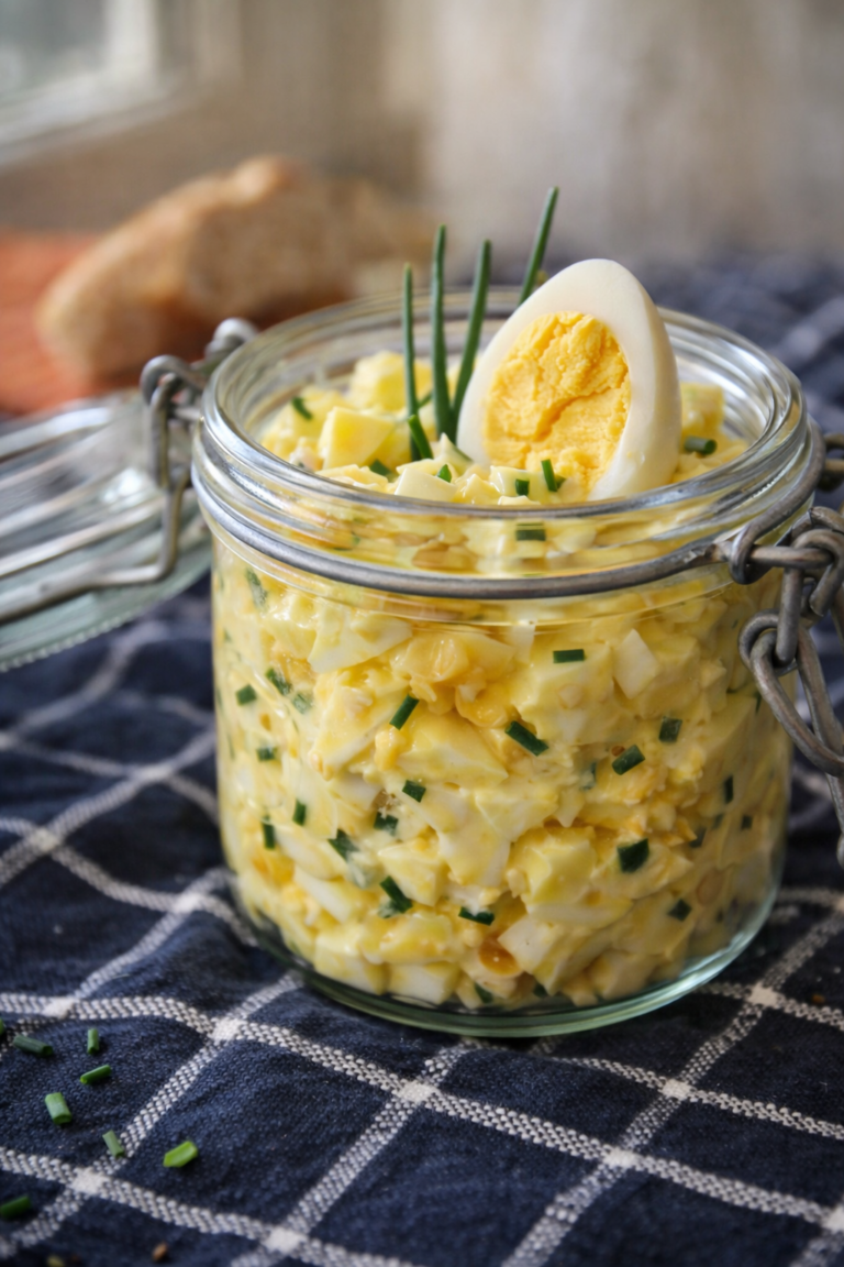 Eiersalat einfach selber machen: cremig, würzig und perfekt als Brotaufstrich oder Beilage. Schnelles Rezept mit wenigen Zutaten.