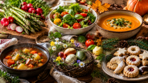 Entdecke saisonale Rezepte für Frühling, Sommer, Herbst und Winter. Außerdem findest du passende Ideen für Ostern, Weihnachten und weitere besondere Anlässe.